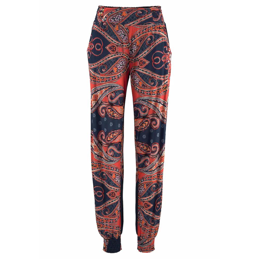LASCANA Strandhose Mit Paisleyprint Und Taschen Leichte Jerseyhose Elastisch