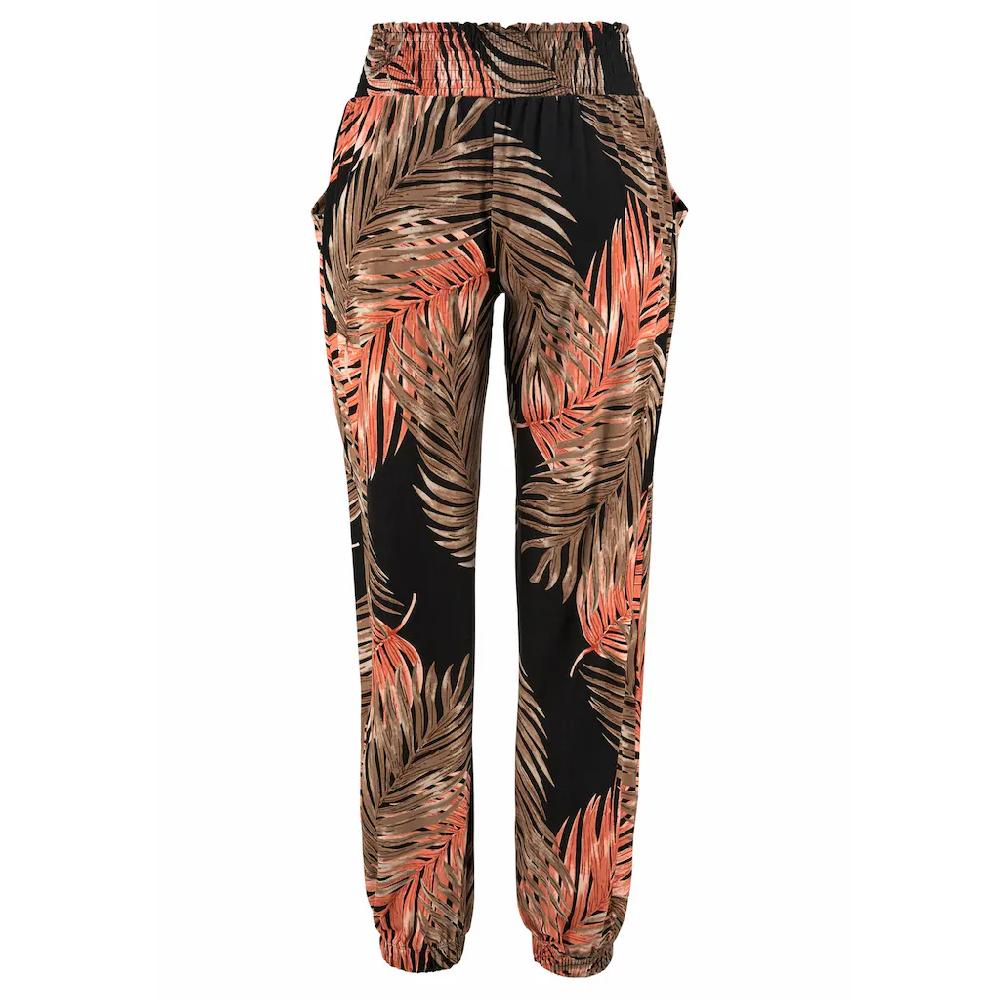 LASCANA Strandhose Mit Palmenblätterdruck Und Taschen Leichte Und Elastische Jerseyhose