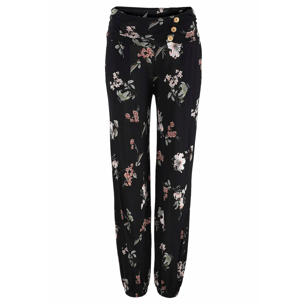 LASCANA Strandhose Mit Taschen Und Zierknöpfen Jerseyhose Elastisch