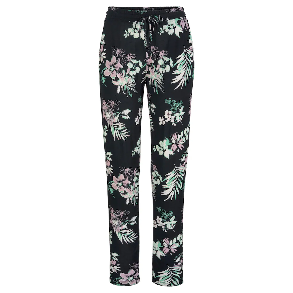 LASCANA Strandhose Mit Tropischem Druck Und Taschen Jerseyhose Sommerhose