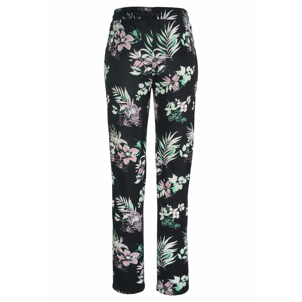 LASCANA Strandhose Mit Tropischem Druck Und Taschen Jerseyhose Sommerhose