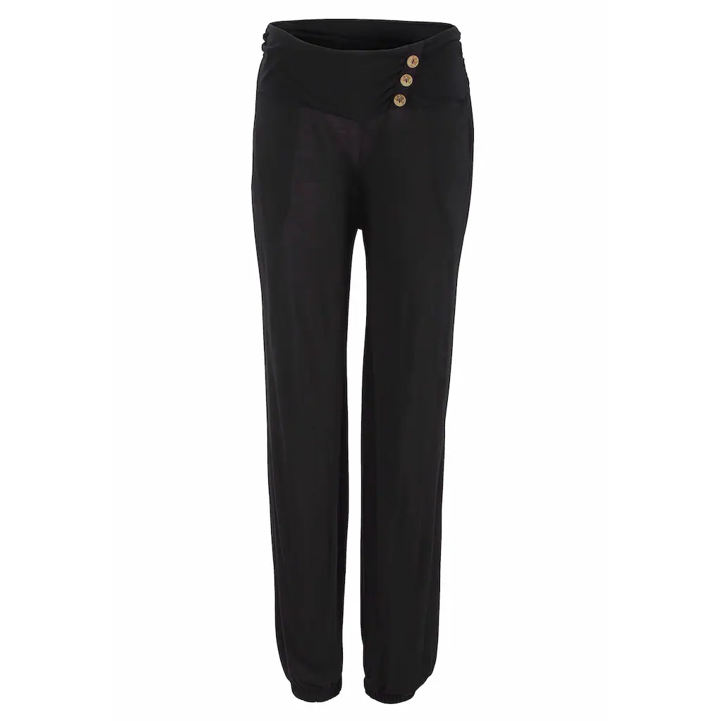 LASCANA Strandhose Mit Zierknöpfen Und Taschen Jerseyhose Leicht Und Elastisch