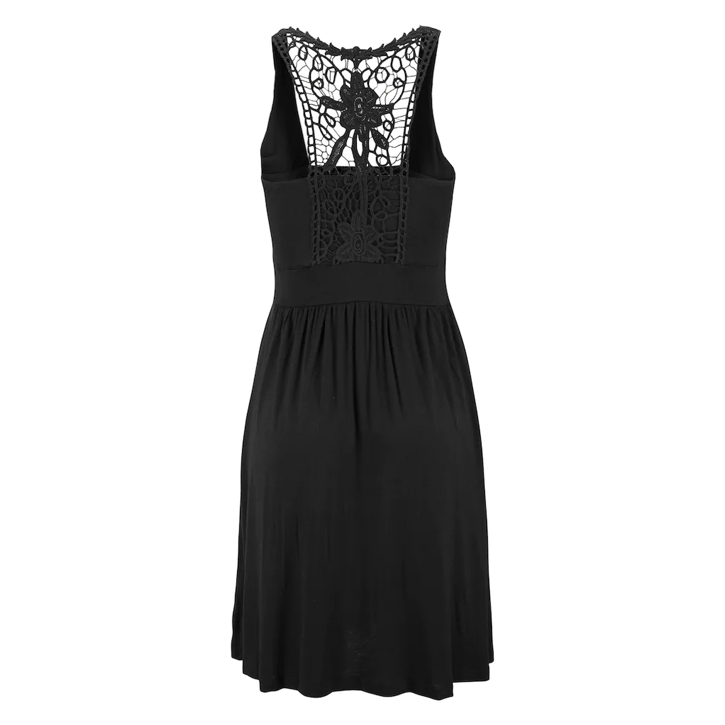 LASCANA Strandkleid Mit Spitzenrücken Elastisches Sommerkleid Spitzenkleid