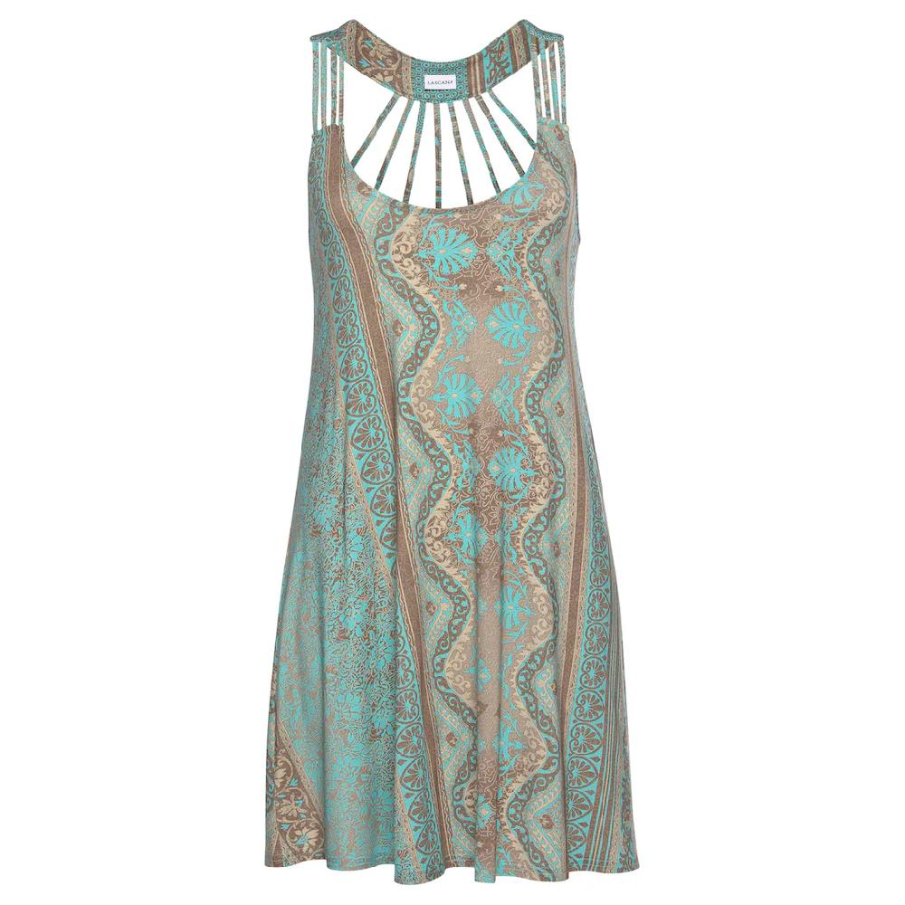 LASCANA Strandkleid Mit Toller Rückenansicht Sommerkleid Im Alloverdruck Minikleid