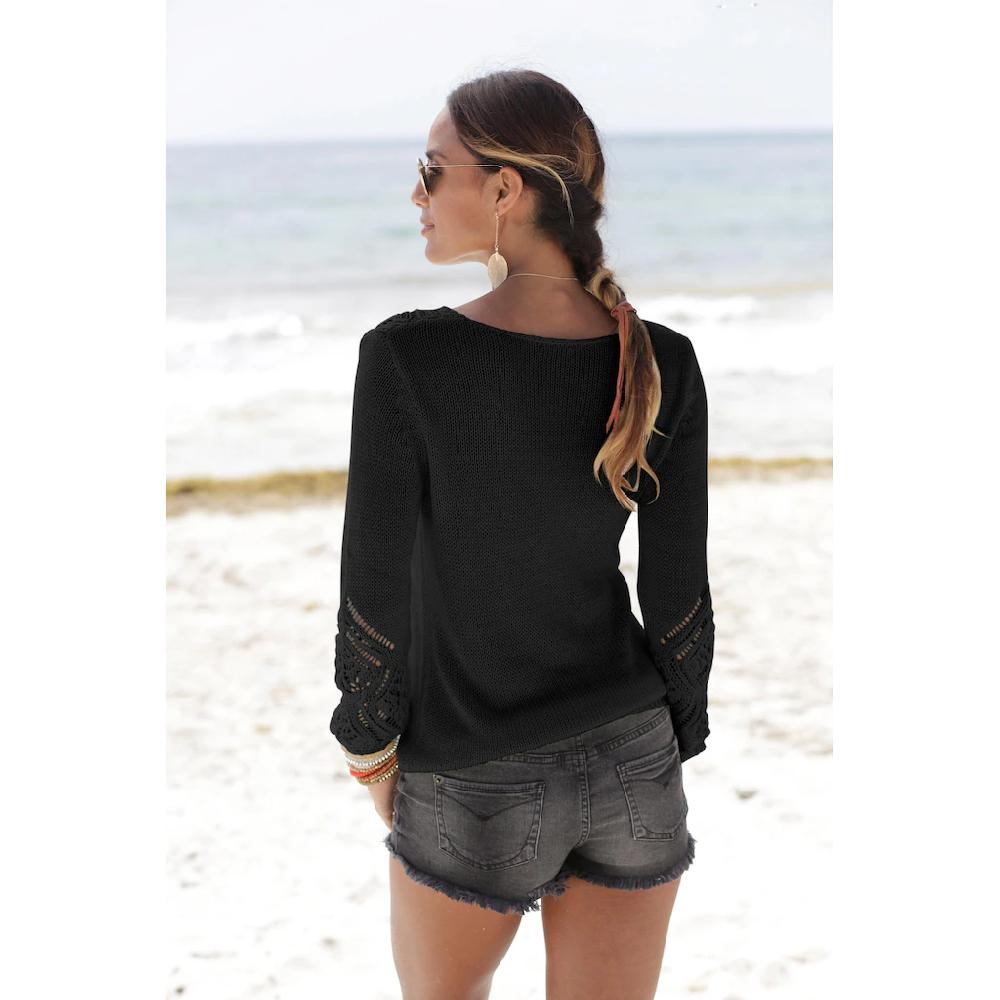 LASCANA Strandpullover Mit Tollem Ajourmuster Am Ausschnitt Strickpullover Damenpullover