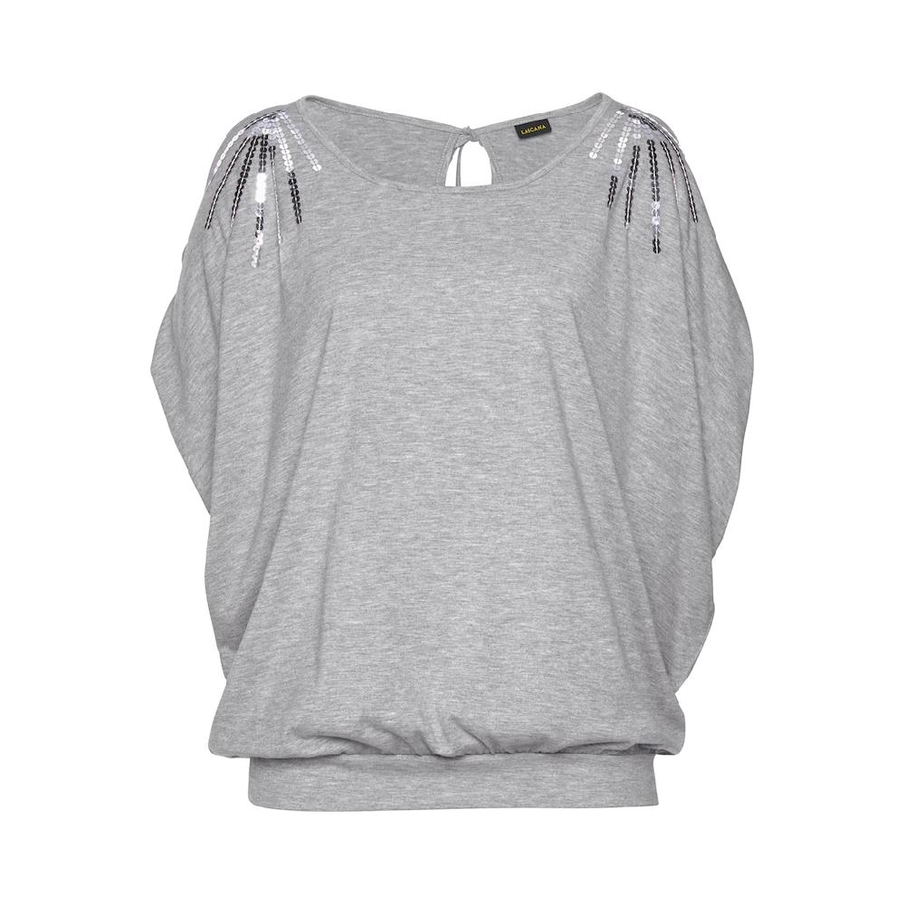 LASCANA Strandshirt Mit Pailetten Kurzarmshirt Longshirt Schulterfrei