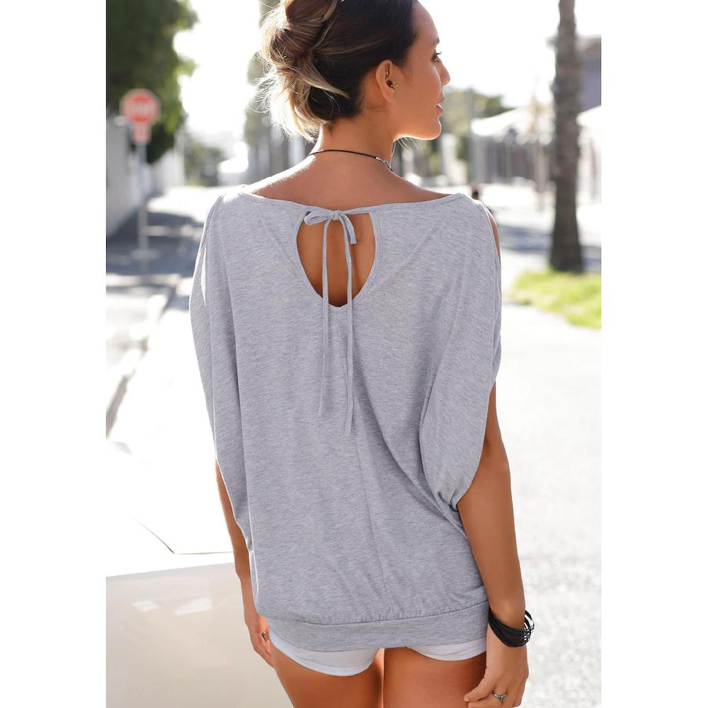 LASCANA Strandshirt Mit Pailetten Kurzarmshirt Longshirt Schulterfrei