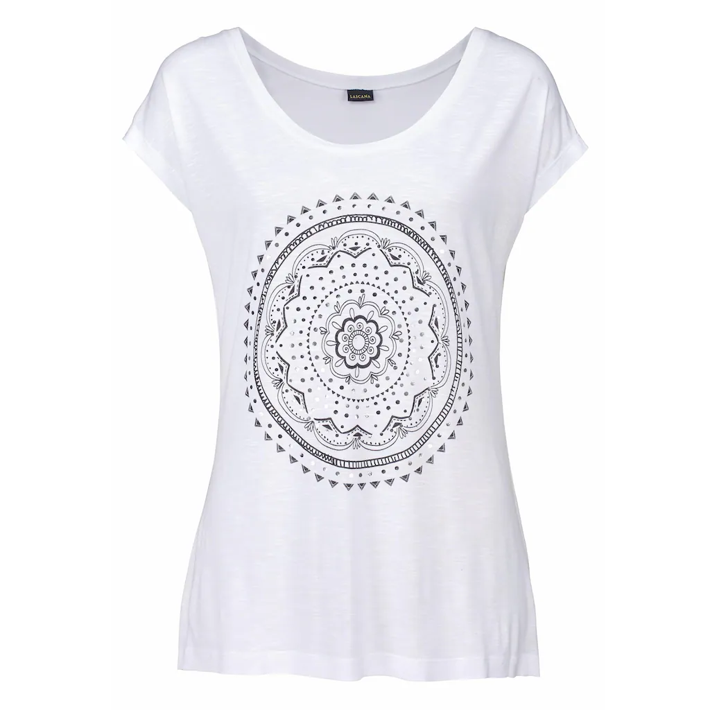 LASCANA Strandshirt Mit Print Und Glänzendem Effekt Ethno-Look Casual