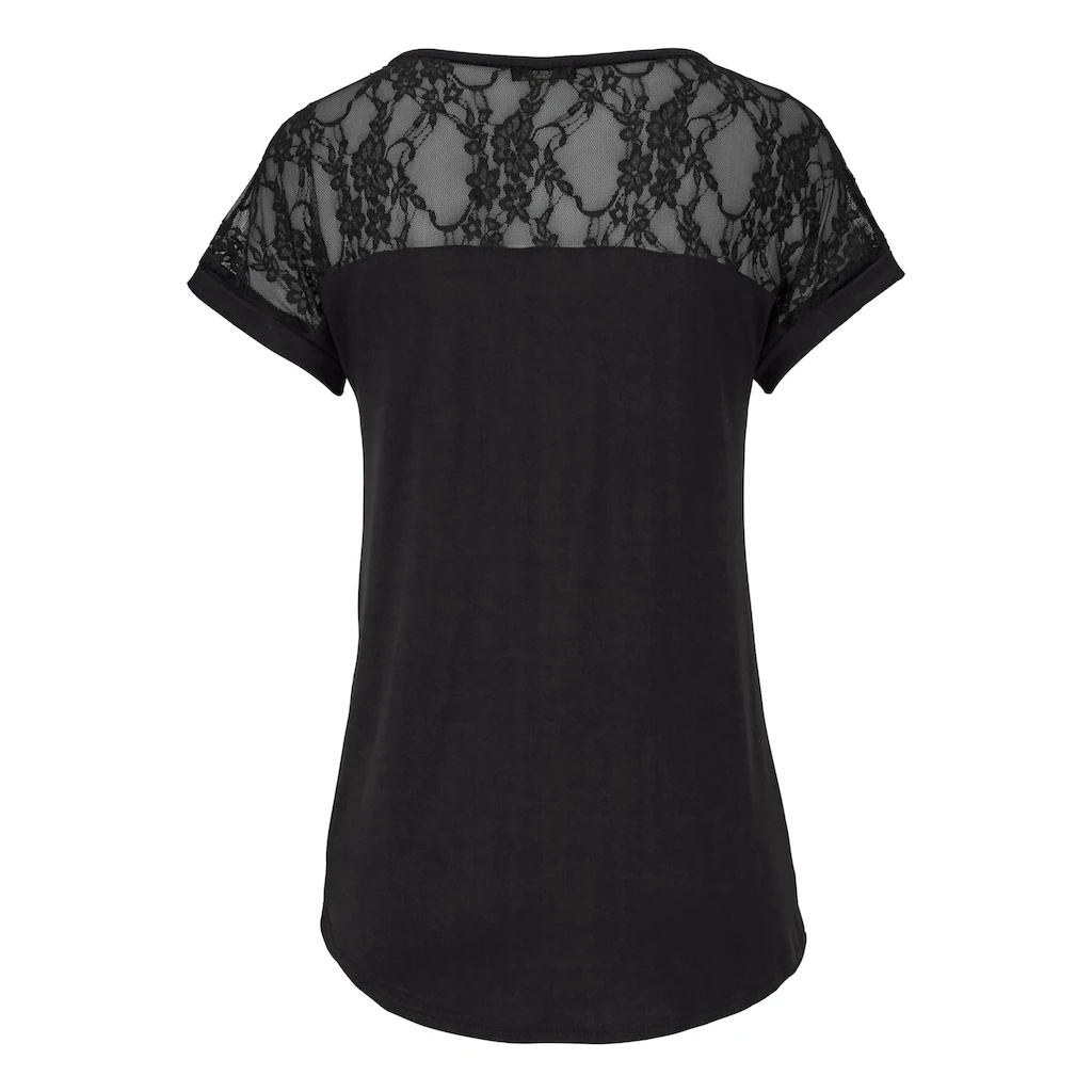 LASCANA Strandshirt Mit Spitzeneinsatz T-Shirt Kurzarmshirt Elegant