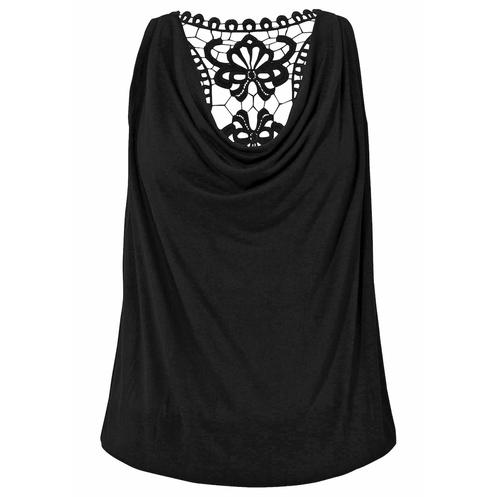 LASCANA Strandtop Mit Häkelspitze Und Wasserfallausschnitt Vorne