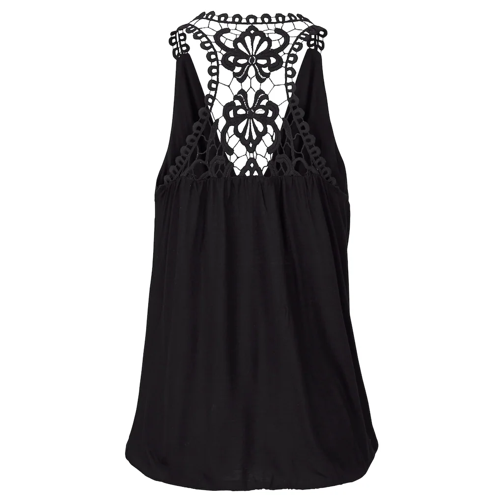 LASCANA Strandtop Mit Häkelspitze Und Wasserfallausschnitt Vorne