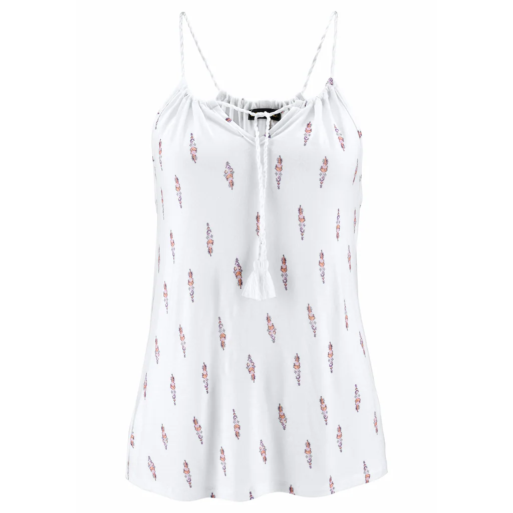LASCANA Strandtop Mit Kleinem Ornamentdruck Und Kordelträgern Spaghettiträger Damentop