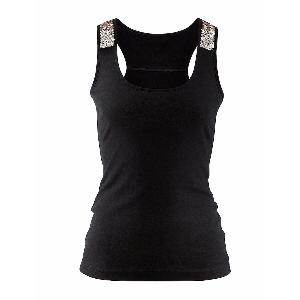 LASCANA Strandtop Mit Pailetten Glitzertop Aus Baumwolle Festlich
