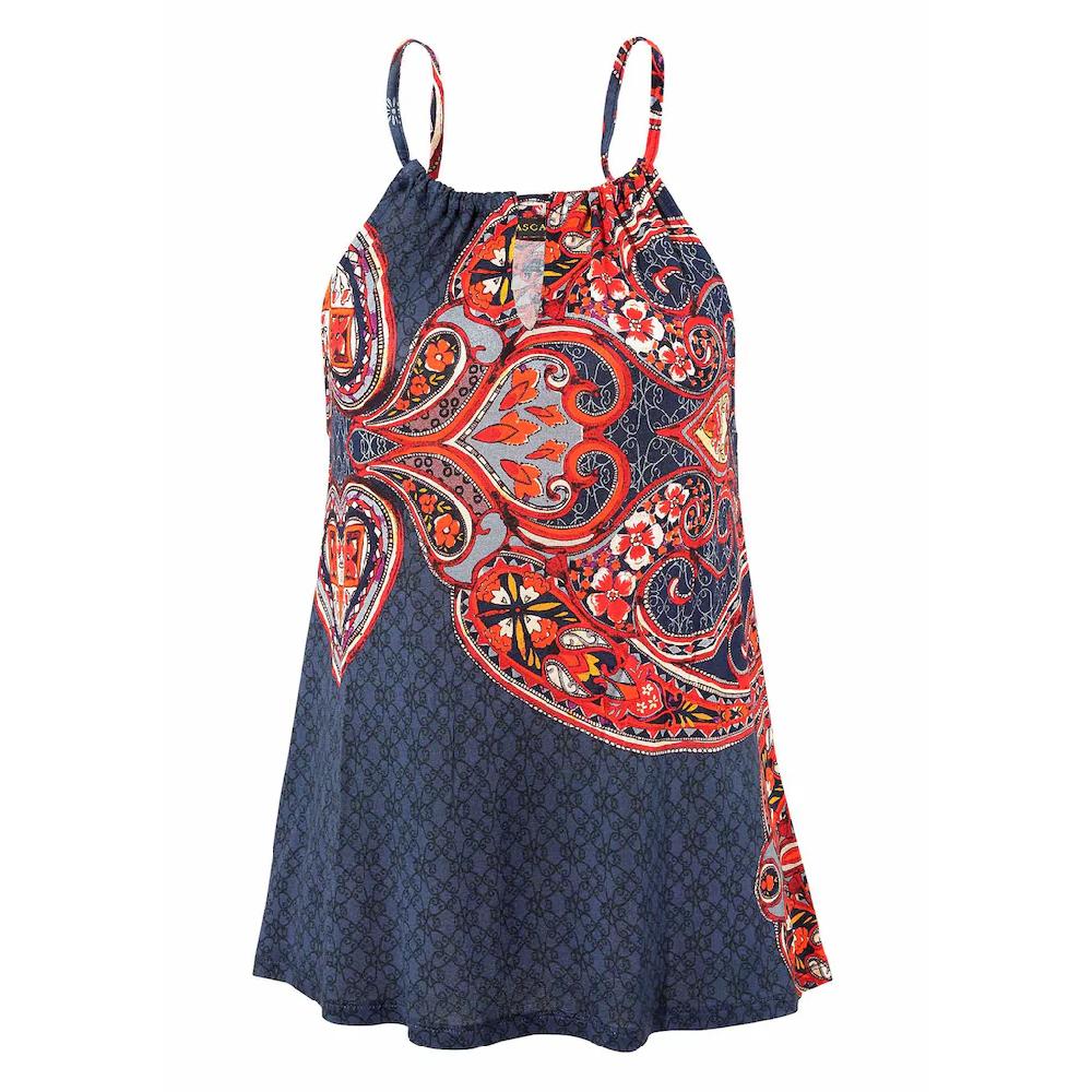 LASCANA Strandtop Mit Paisleyprint Und Schlitz Am Ausschnitt Spaghettitop