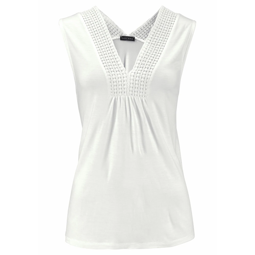 LASCANA Strandtop Mit Spitzenborte Am Halsausschnitt Modisches Damentop