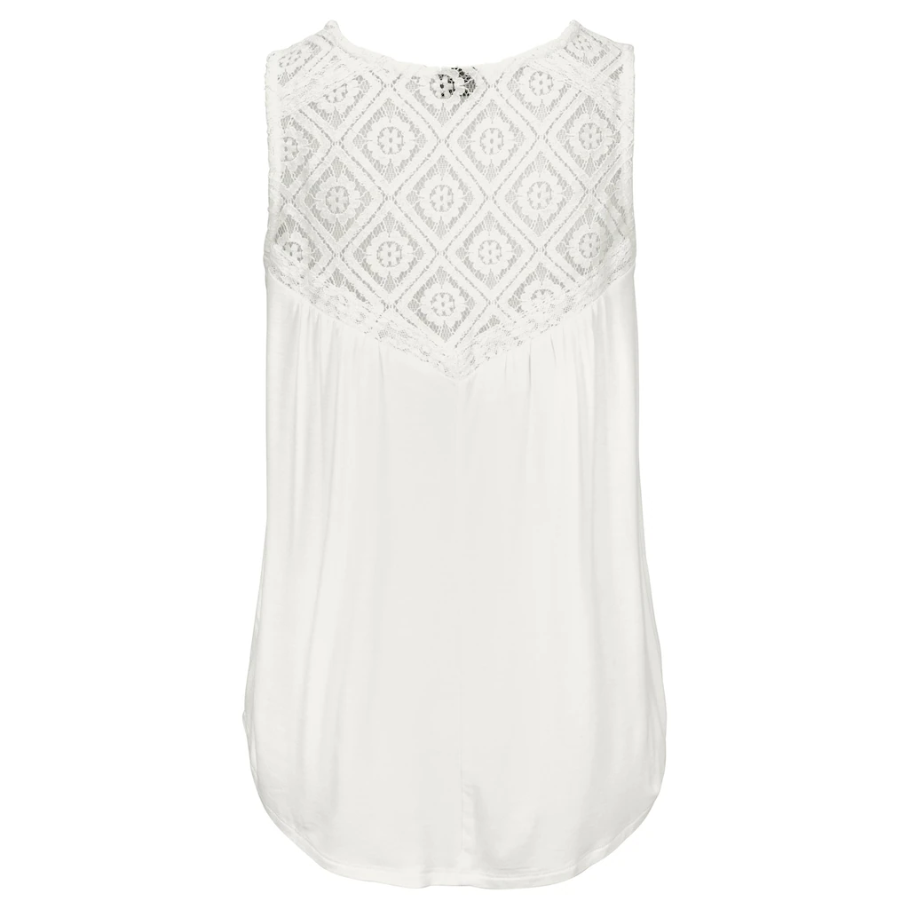 LASCANA Strandtop Mit Spitzeneinsätzen Damentop Aus Baumwoll-Mix