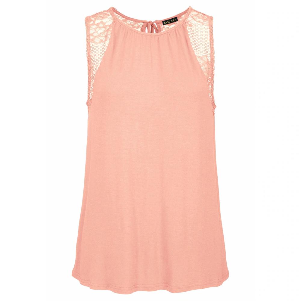 LASCANA Strandtop Mit Spitzeneinsätzen Damentop Mit Bindeband Spitzentop