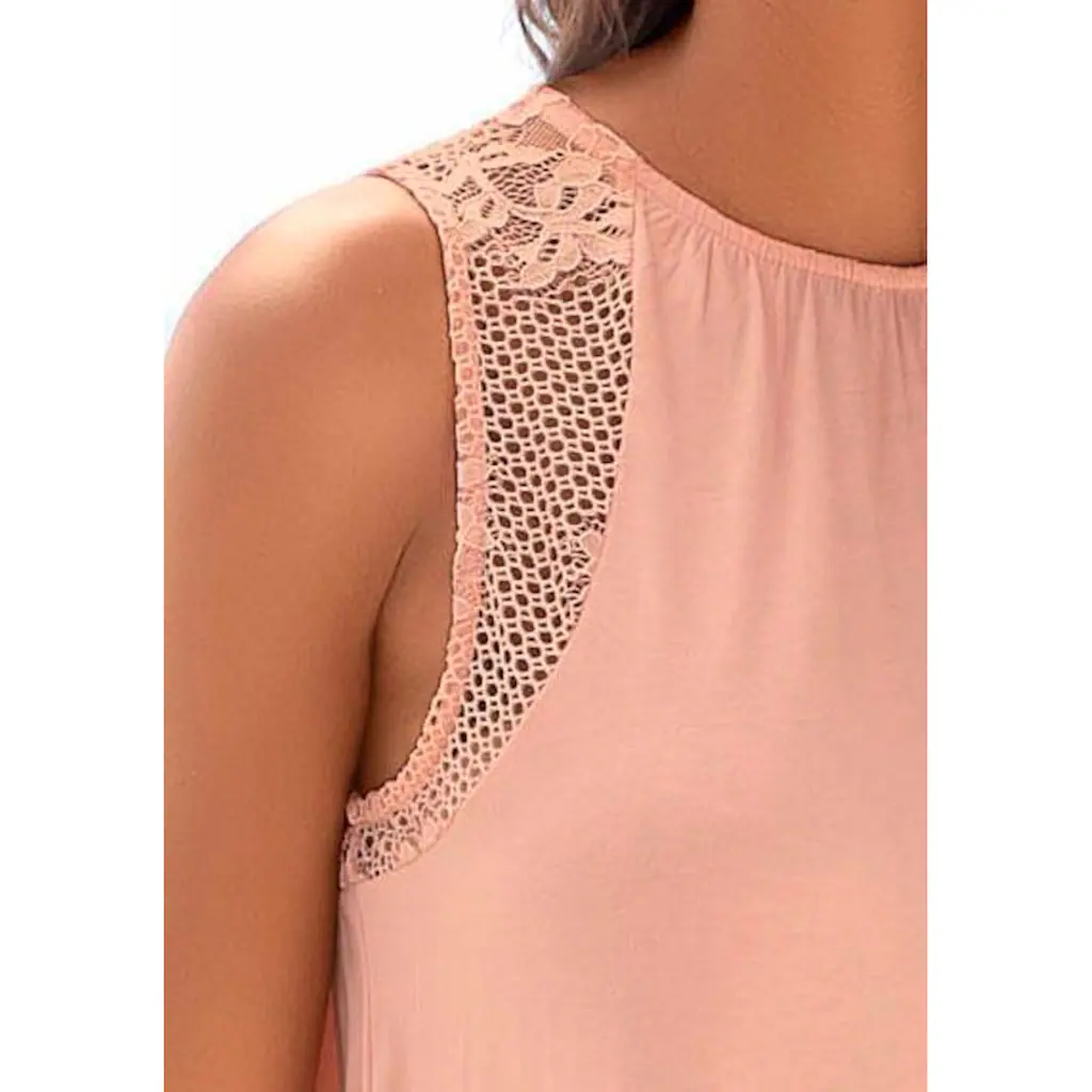 LASCANA Strandtop Mit Spitzeneinsätzen Damentop Mit Bindeband Spitzentop