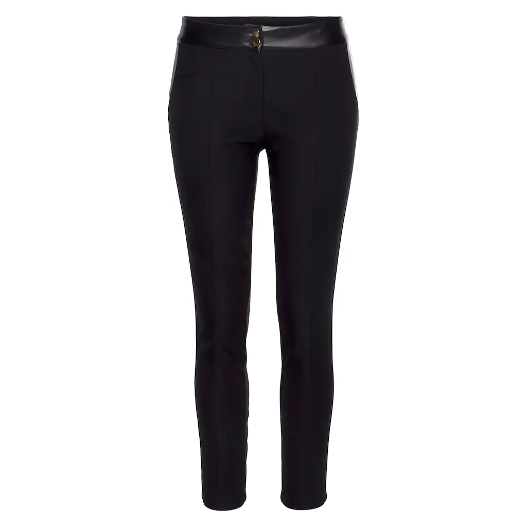 LASCANA Stretch-Hose Mit Einsätzen Aus Lederimitat Elegante Jerseyhose Casual-chic
