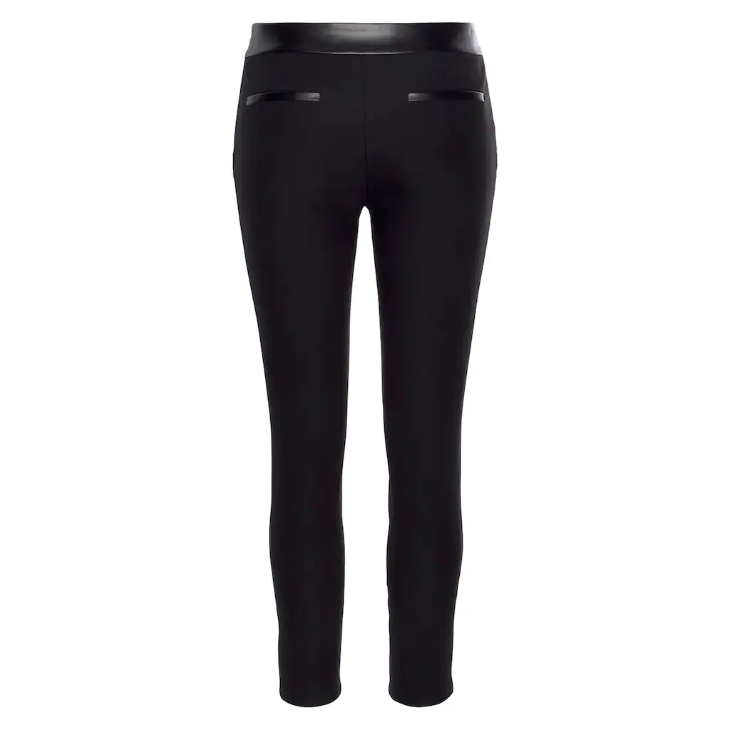 LASCANA Stretch-Hose Mit Einsätzen Aus Lederimitat Elegante Jerseyhose Casual-chic