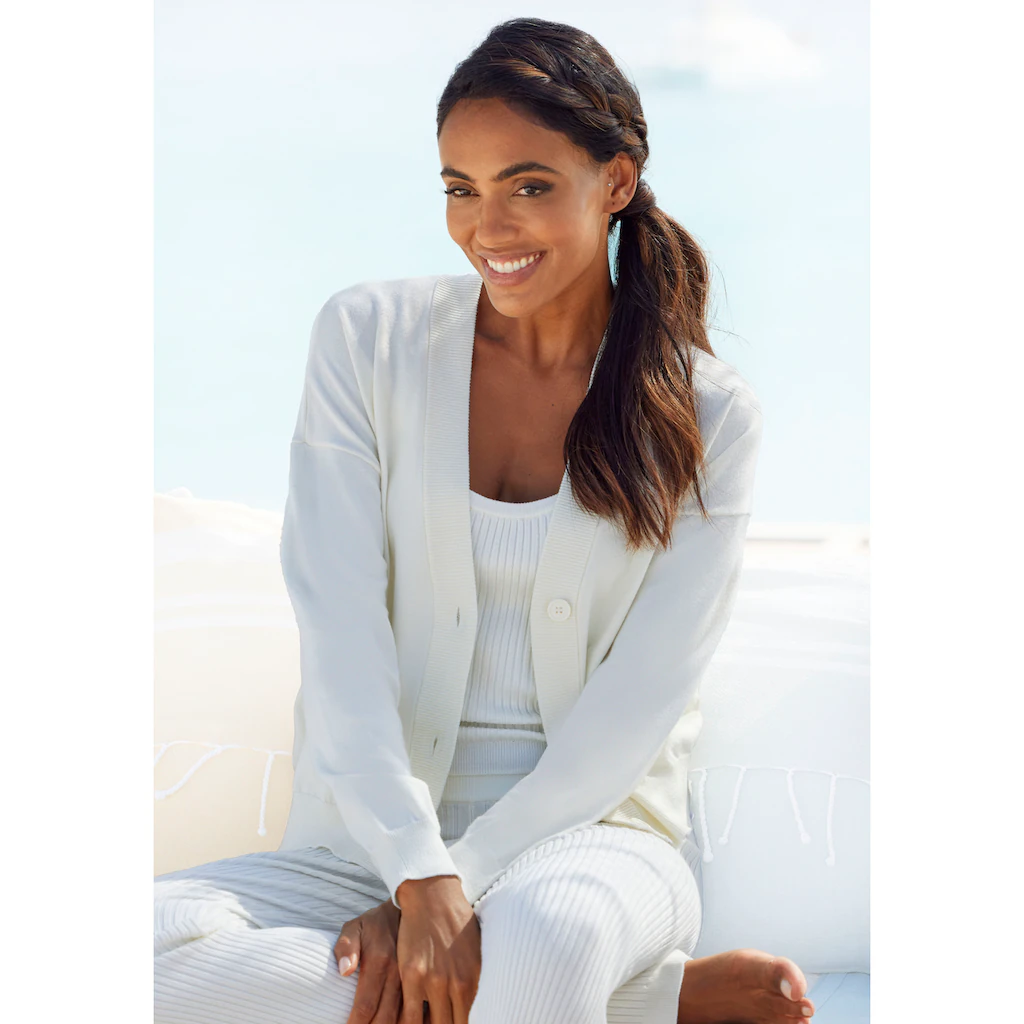LASCANA Strickjacke in kurzer Form Loungewear