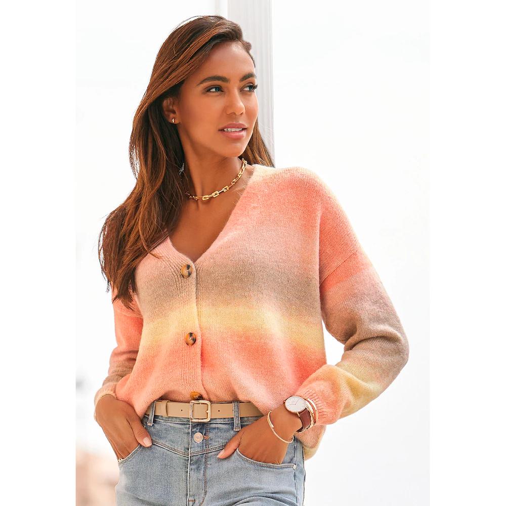 LASCANA Strickjacke mit Farbverlauf weicher Cardigan modische Passform