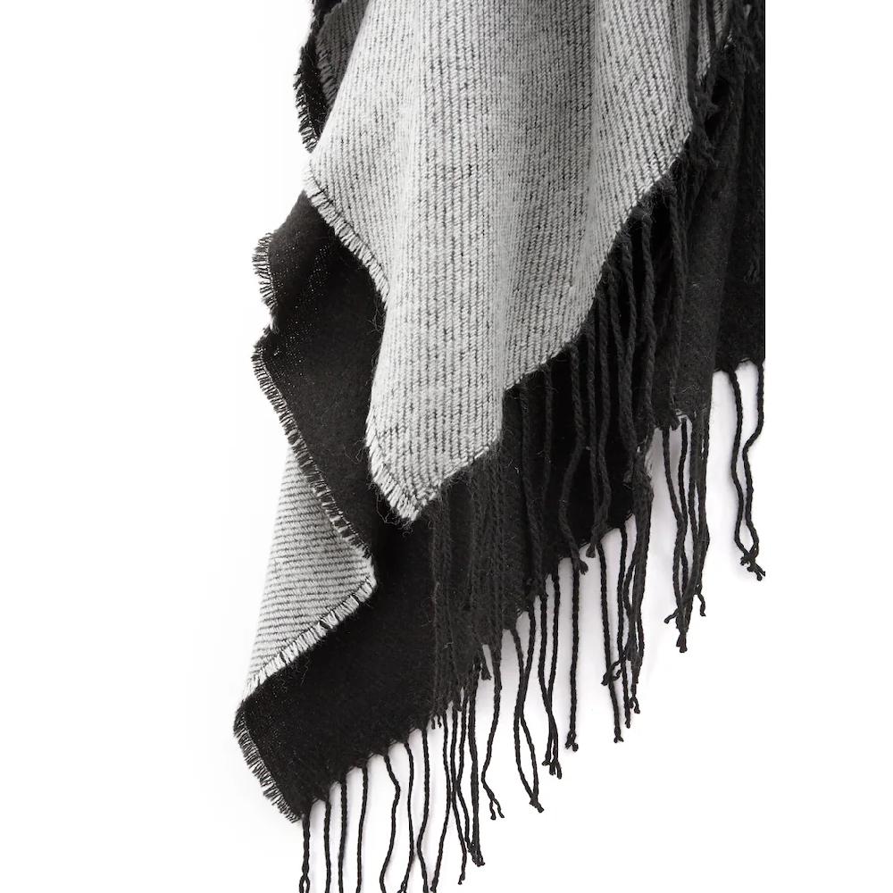 LASCANA Strickponcho »Cape« Poncho Zum Wenden Fransentuch Schal VEGAN