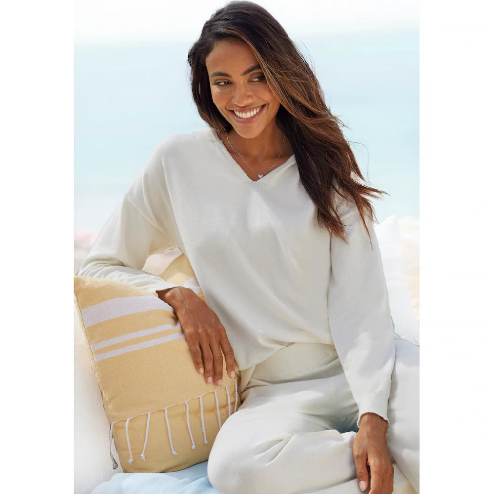 LASCANA Strickpullover Kapuzensweatshirt aus weicher Viskosemischung Loungewear