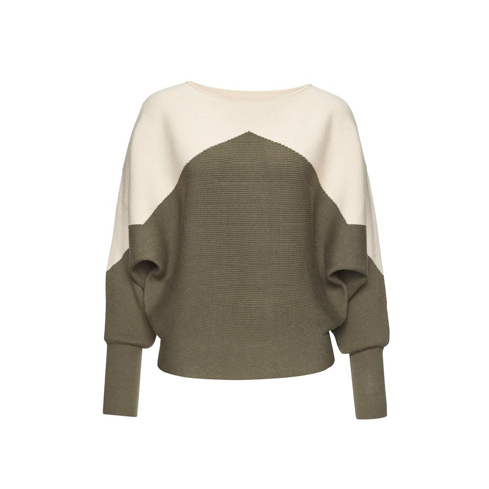 LASCANA Strickpullover mit Colorblock-Optik und leichten Fledermausärmeln