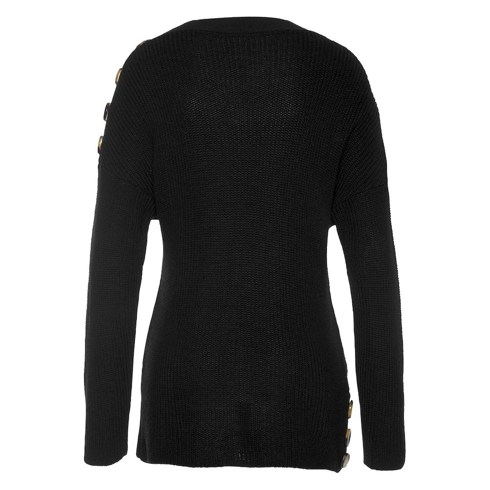 LASCANA Strickpullover Mit Knöpfen Im Off-Shoulder-Style Damenpullover Aus Baumwoll-Mix
