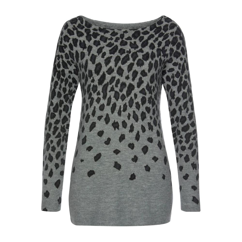 LASCANA Strickpullover Mit Leomuster Weicher Damenpullover Mit Alloverprint