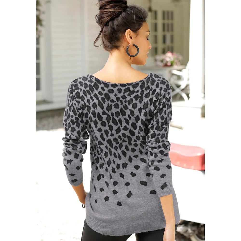 LASCANA Strickpullover Mit Leomuster Weicher Damenpullover Mit Alloverprint