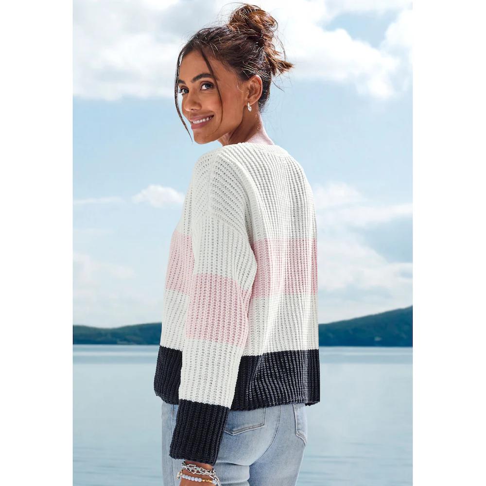 LASCANA Strickpullover Mit Modischen Querstreifen Legere Passform Bequem