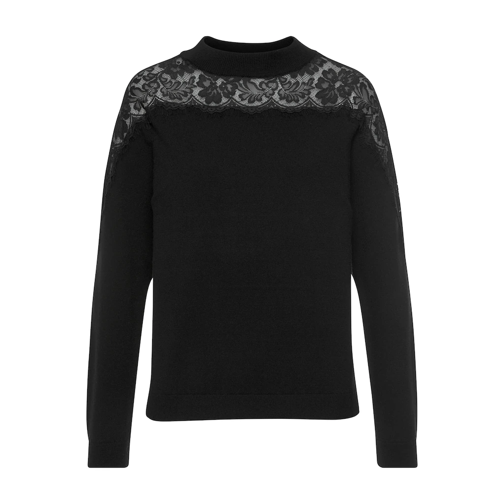 LASCANA Strickpullover Mit Spitzeneinsatz Eleganter Damenpullover Festlich