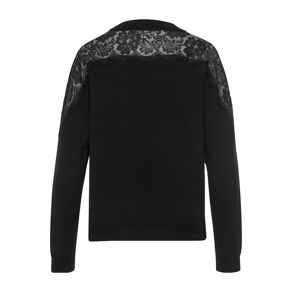 LASCANA Strickpullover Mit Spitzeneinsatz Eleganter Damenpullover Festlich