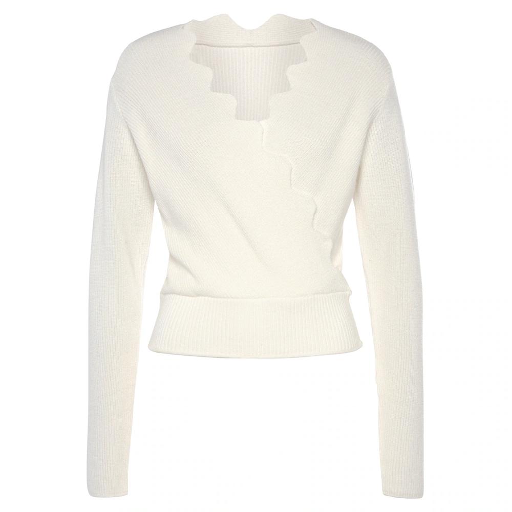 LASCANA Strickpullover Mit Wellenkante Modischer Damenpullover Mit Besonderem Ausschnitt