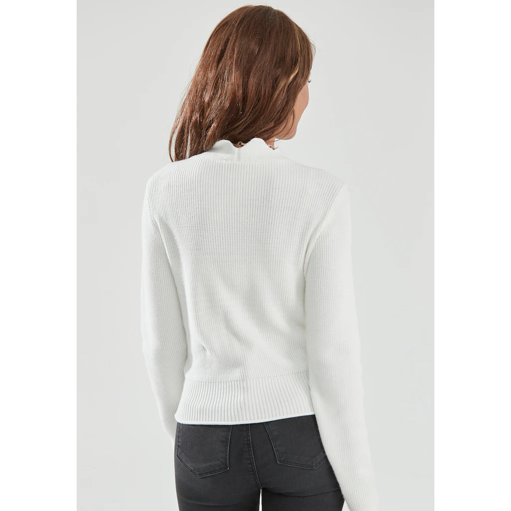 LASCANA Strickpullover Mit Wellenkante Modischer Damenpullover Mit Besonderem Ausschnitt