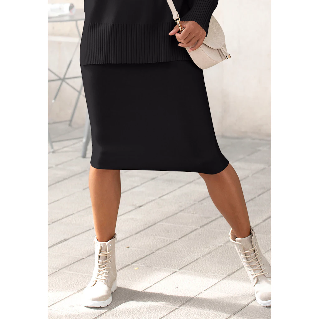 LASCANA Strickrock elastischer Midirock schmale Form