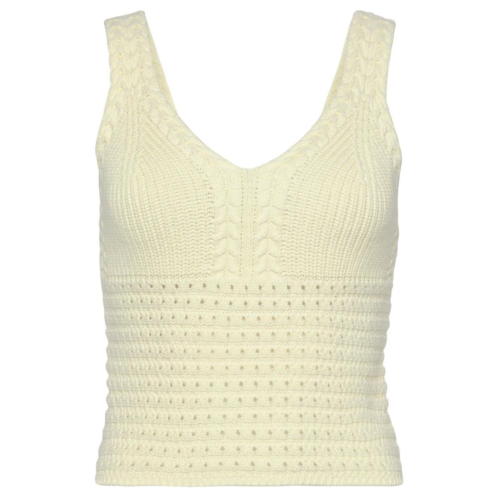 LASCANA Stricktop In Verkürzter Länge Damentop Aus 100% Baumwolle Mit Zopfmuster