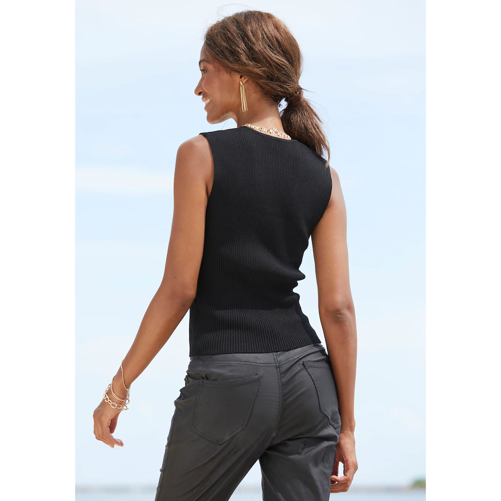 LASCANA Stricktop Mit Eckigem Ausschnitt Elegantes Top Mit Breiten Trägern