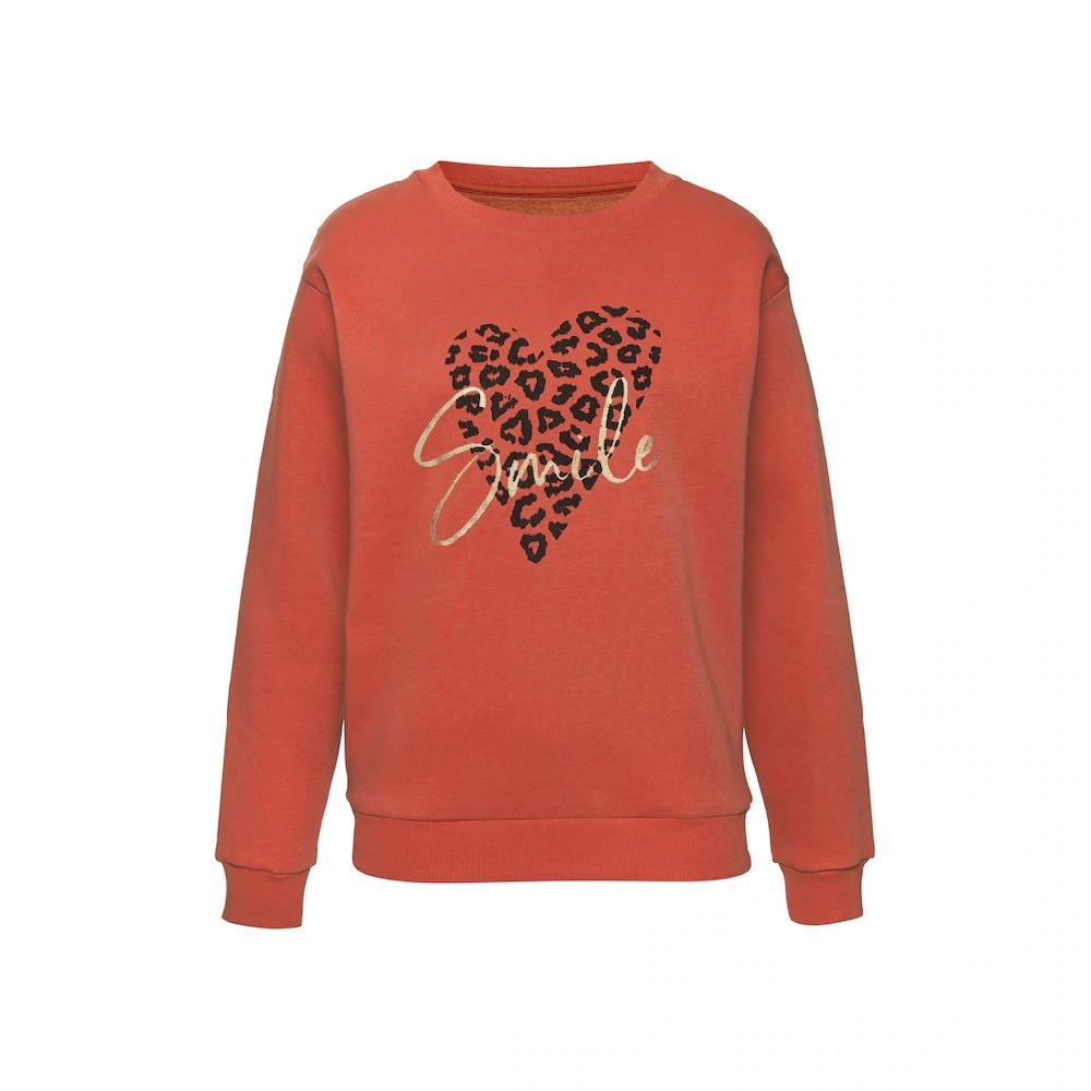 LASCANA Sweatshirt Loungehirt Mit Herz-Leo-Druck Loungewear