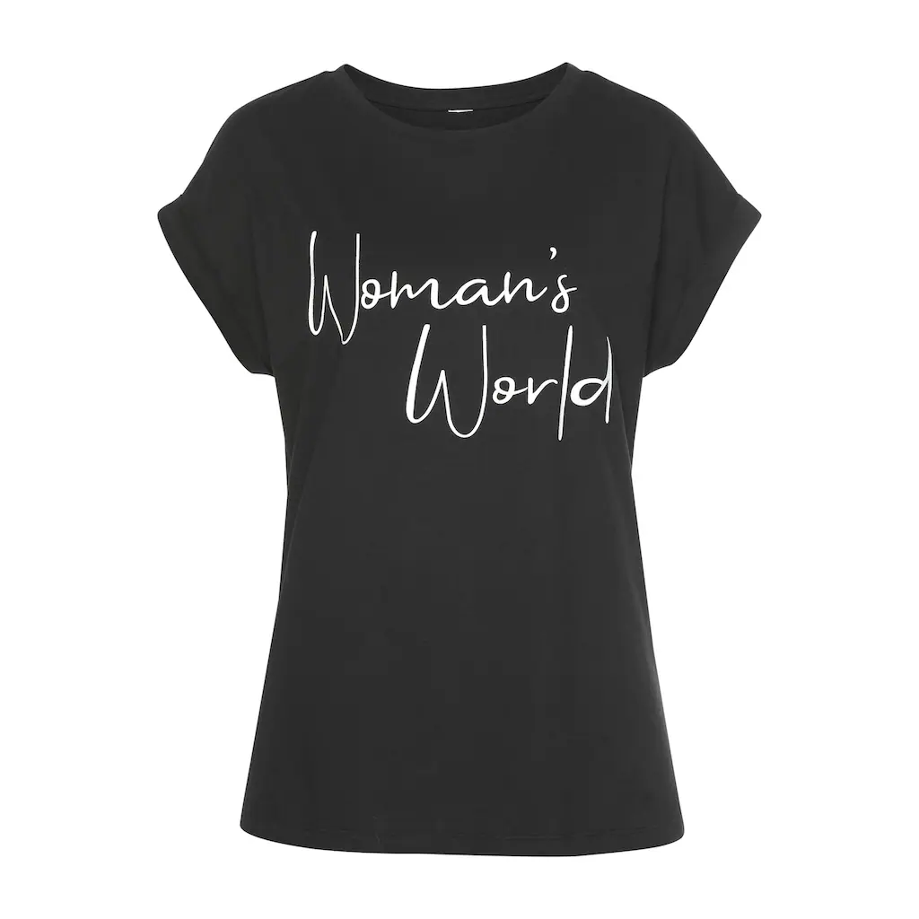 LASCANA T-Shirt Mit Frontprint Kurzarmshirt Aus Baumwolle Basic