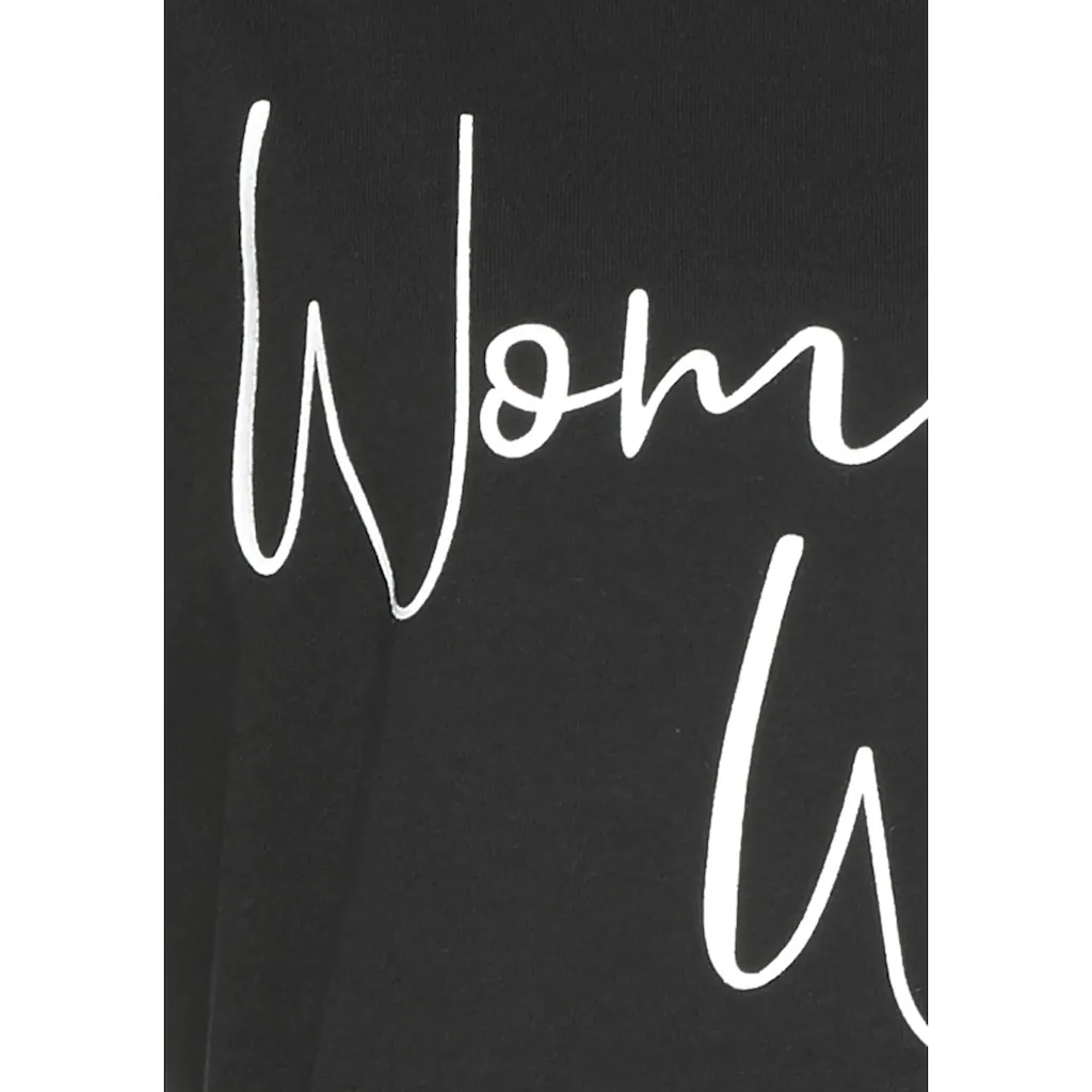 LASCANA T-Shirt Mit Frontprint Kurzarmshirt Aus Baumwolle Basic