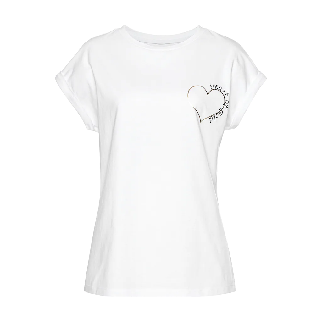 LASCANA T-Shirt Mit Glänzendem Print Kurzarmshirt Aus Baumwolle
