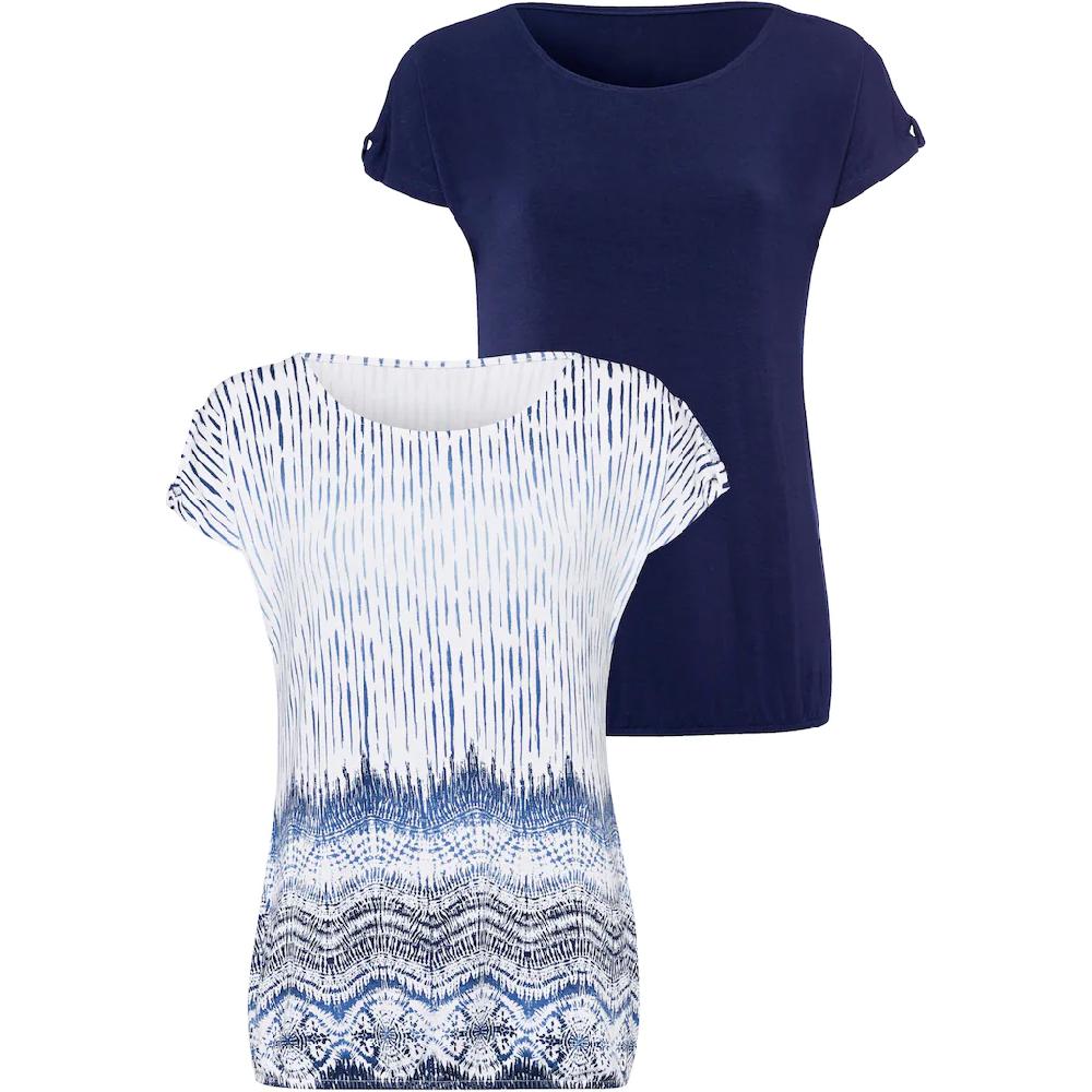 LASCANA T-Shirt »mit kleinem Cut-Out am Ärmel« (2er-Pack) aus weichem Viskose-Stretch