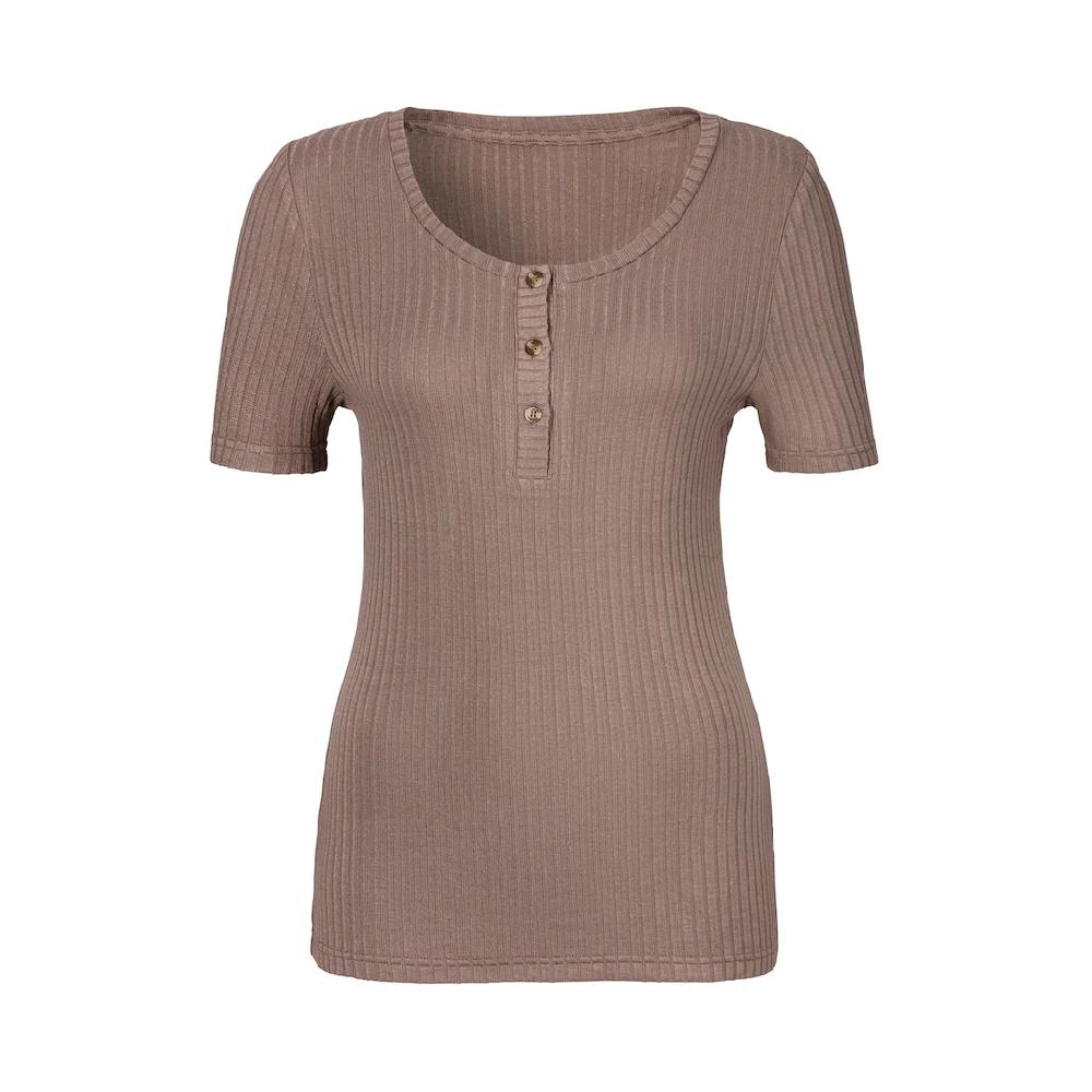 LASCANA T-Shirt »mit Kurzer Knopfleiste« Aus Weicher Viskose-Ripp-Qualität