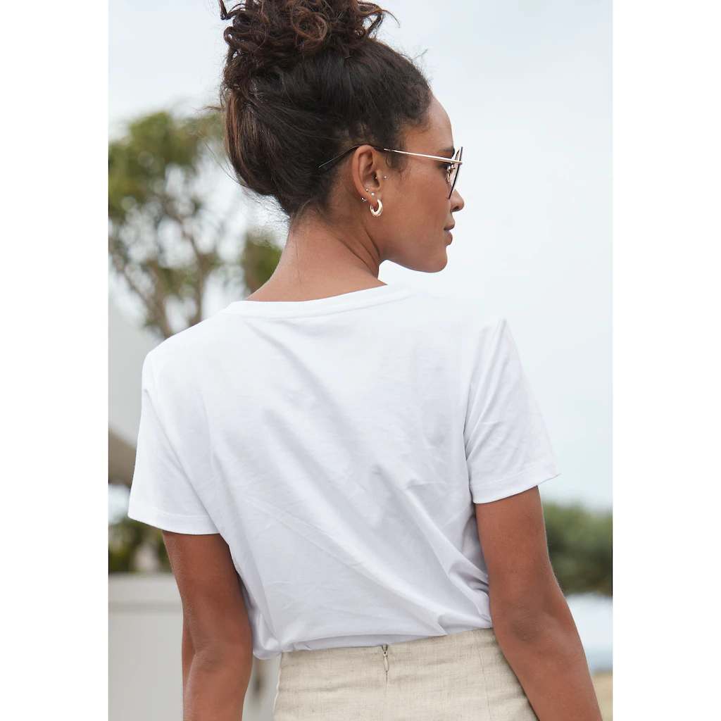 LASCANA T-Shirt Mit Print Kurzarmshirt Aus Baumwolle Casual-chic