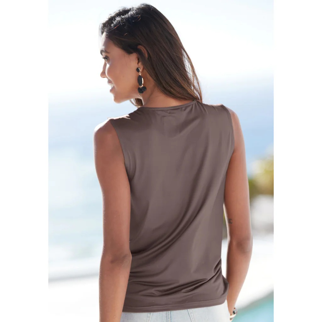 LASCANA Tanktop Aus Glatter Jerseyqualität Mit Cut-out Elegantes Sommertop Bügelfrei