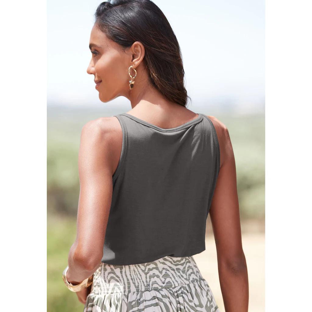 LASCANA Tanktop Mit Kettendetails An Den Trägern Figurbetontes Jerseytop