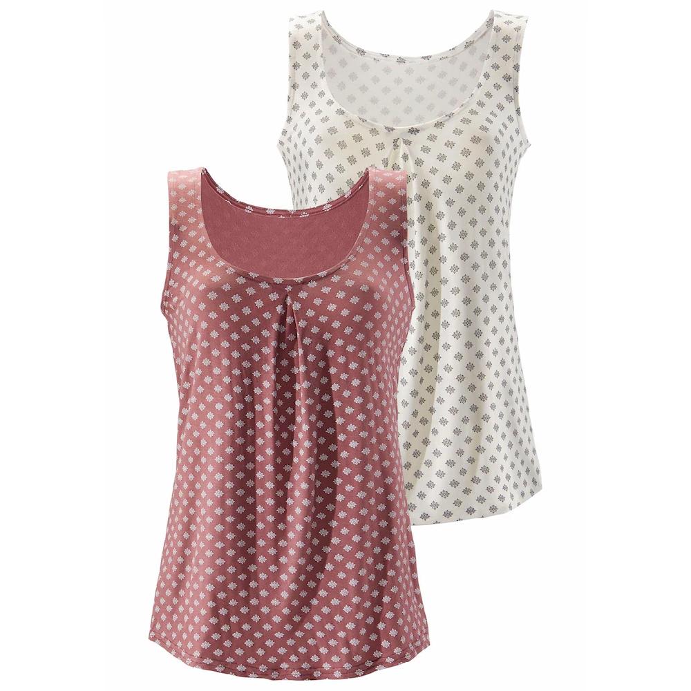 LASCANA Trägertop »mit Kellerfalte« (2er-Pack) aus weicher Viskose-Qualität